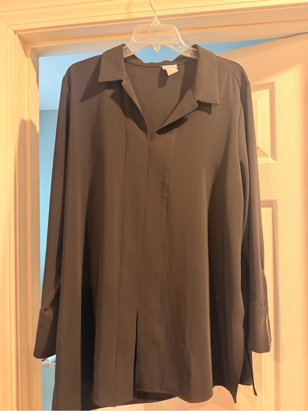 Chicos Black Women's Long-Sleeve Collared Blouse - Classic Tunic 3